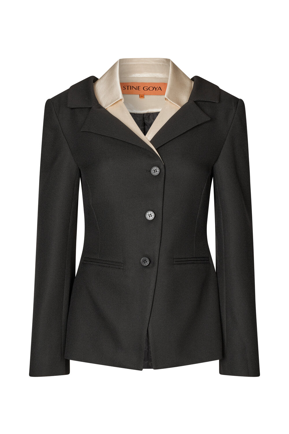 Double Collar figursyet Blazer - Black/Buttermilk